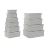 Set of Stackable Organising Boxes DKD Home Decor Grey White Squared Cardboard (43,5 x 33,5 x 15,5 cm)