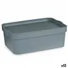 Storage Box with Lid Grey Plastic 6 L (21,5 x 11 x 32 cm) (12 Units)