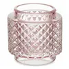 Candleholder Pink Glass (9 x 8,8 x 9 cm) (12 Units)