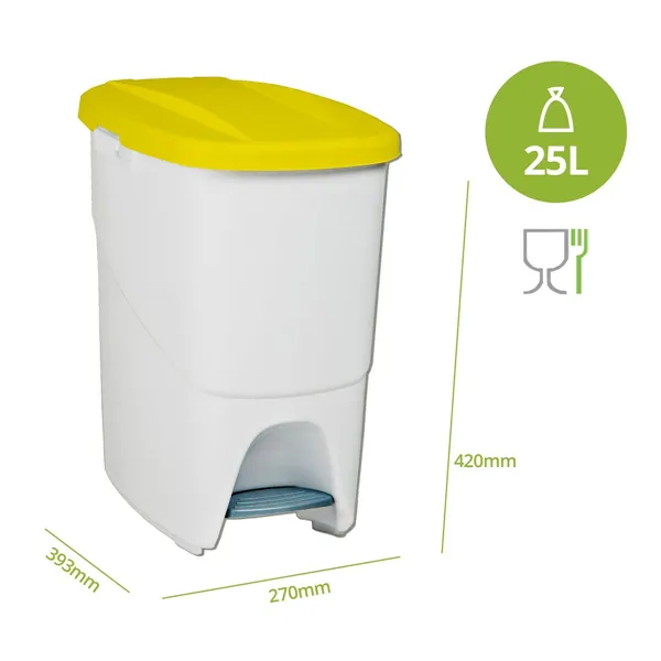 Pedal bin Yellow Rectangular 25 L