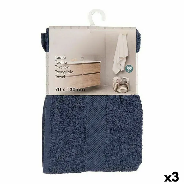 Bath towel Blue (70 x 0,5 x 130 cm) (3 Units)