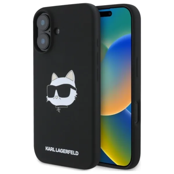 Karl Lagerfeld Silicone Choupette Head Print MagSafe - Case iPhone 16 (black)