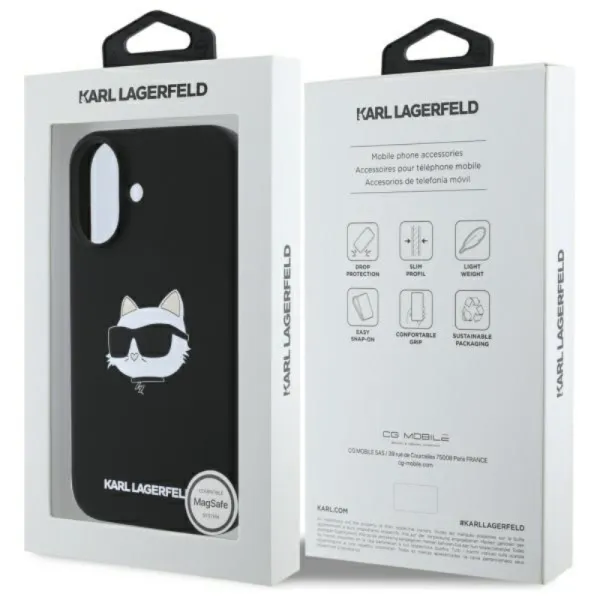 Karl Lagerfeld Silicone Choupette Head Print MagSafe - Case iPhone 16 (black)