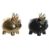 Decorative Figure DKD Home Decor 13,5 x 11 x 14 cm Black Golden Pig (2 Units)