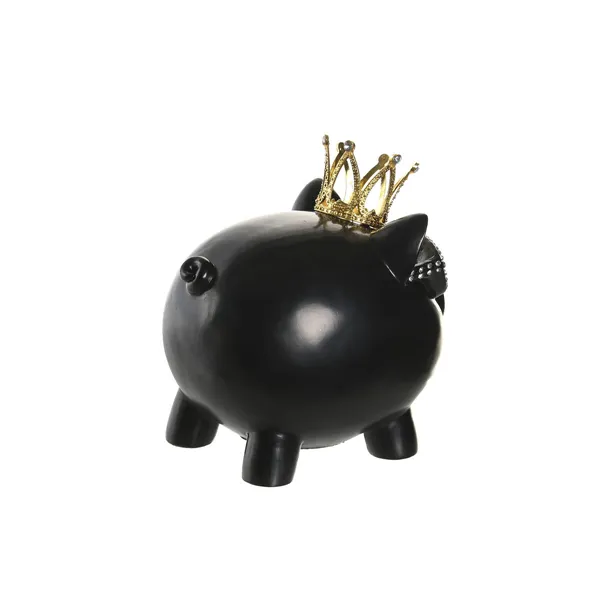 Decorative Figure DKD Home Decor 13,5 x 11 x 14 cm Black Golden Pig (2 Units)