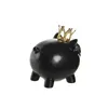 Decorative Figure DKD Home Decor 13,5 x 11 x 14 cm Black Golden Pig (2 Units)