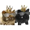 Decorative Figure DKD Home Decor 13,5 x 11 x 14 cm Black Golden Pig (2 Units)