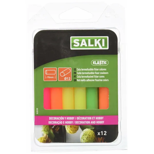 Hot melt glue  sticks Salki 430108 Multicolour Decoration fluoride Ø 12 x 95 mm 125 g (12 Units)