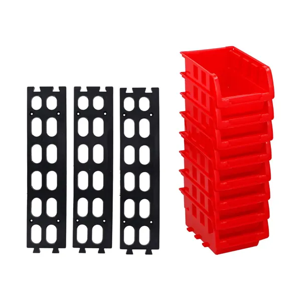 Set of Stackable Organising Boxes Kinzo Red 12 x 10 cm polypropylene (8 Units)