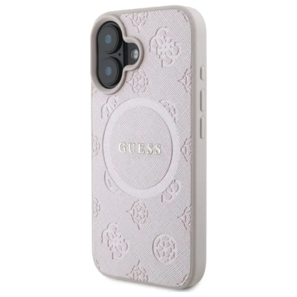 Guess Saffiano Peony Classic Logo MagSafe - Case for iPhone 16 (pink)