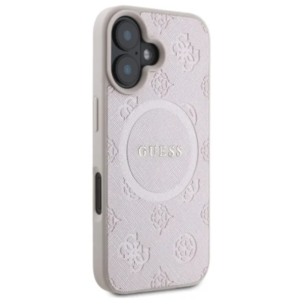 Guess Saffiano Peony Classic Logo MagSafe - Case for iPhone 16 (pink)