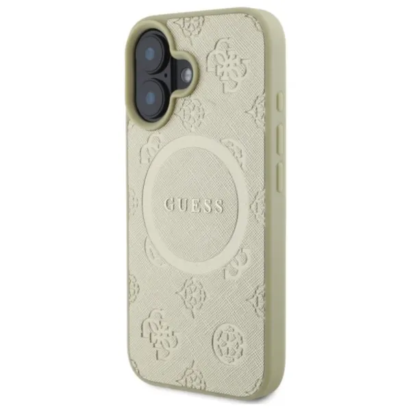 Guess Saffiano Peony Classic Logo MagSafe - Case for iPhone 16 (gold)