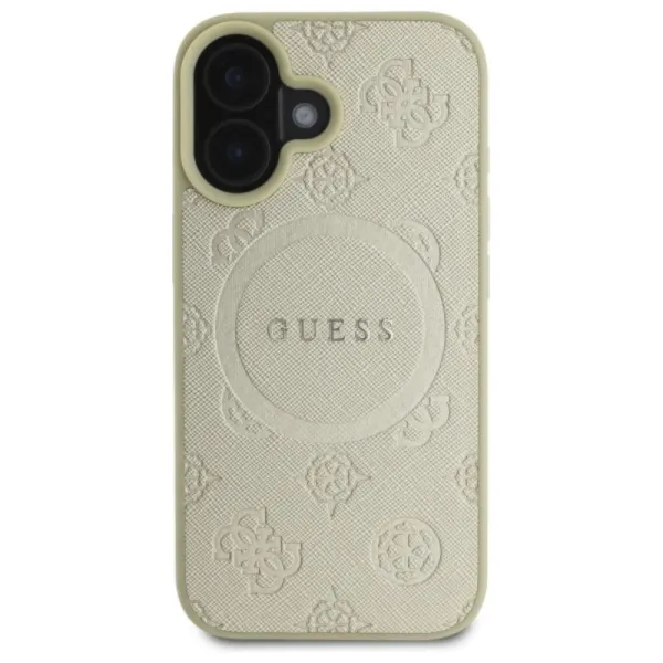 Guess Saffiano Peony Classic Logo MagSafe - Case for iPhone 16 (gold)