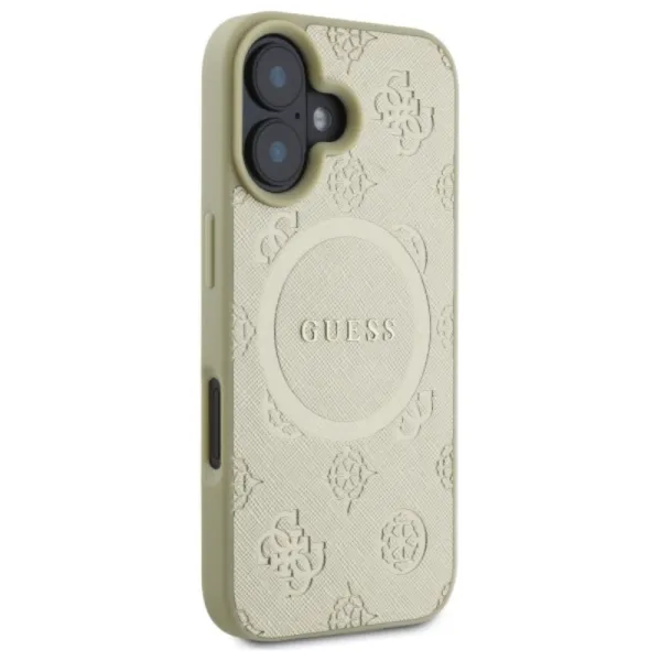 Guess Saffiano Peony Classic Logo MagSafe - Case for iPhone 16 (gold)