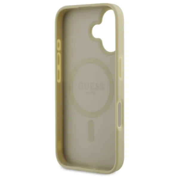 Guess Saffiano Peony Classic Logo MagSafe - Case for iPhone 16 (gold)
