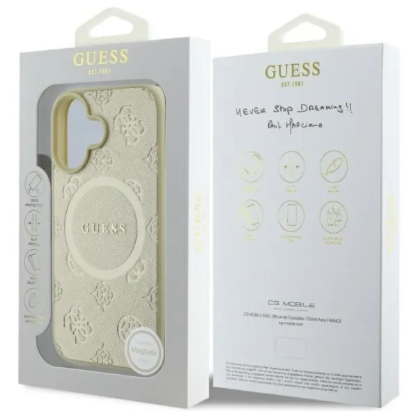 Guess Saffiano Peony Classic Logo MagSafe - Case for iPhone 16 (gold)