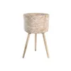 Planter DKD Home Decor 31 x 31 x 52 cm Natural White Bamboo Stripped