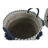 Basket set DKD Home Decor 46 x 44 x 34 cm Pompoms polypropylene Seagrass