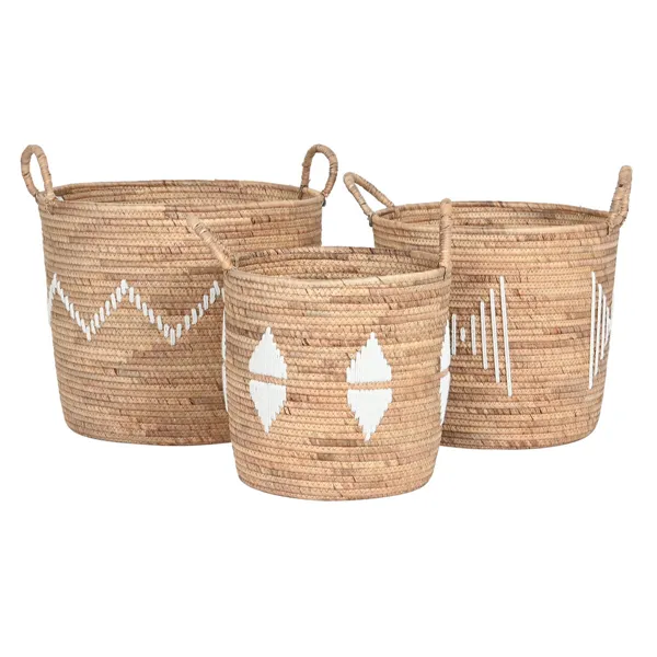 Basket set DKD Home Decor White Natural Rope Seagrass Boho 46 x 46 x 48 cm