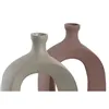 Vase DKD Home Decor 16 x 6 x 24 cm Beige Pink Aluminium (2 Units)