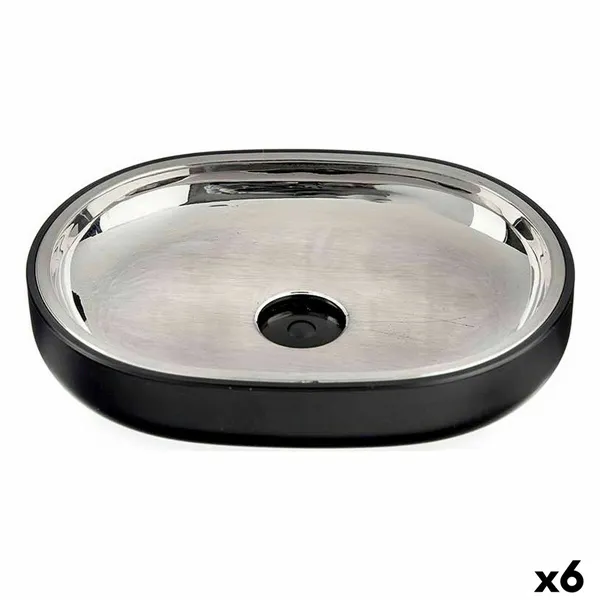 Soap dish Black Stainless steel Plastic 9,5 x 2,5 x 13 cm (6 Units)