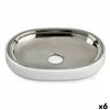 Soap dish Silver Stainless steel White Plastic 9,5 x 2,5 x 13 cm (6 Units)