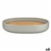 Soap dish Grey Brown Bamboo polypropylene 9,5 x 2,5 x 13 cm (6 Units)