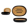 Soap dish Black Brown Bamboo polypropylene 9,5 x 2,5 x 13 cm (6 Units)