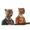 Decorative Figure DKD Home Decor 17,5 x 13,5 x 26 cm Blue Golden Brown Leopard Colonial (2 Units)