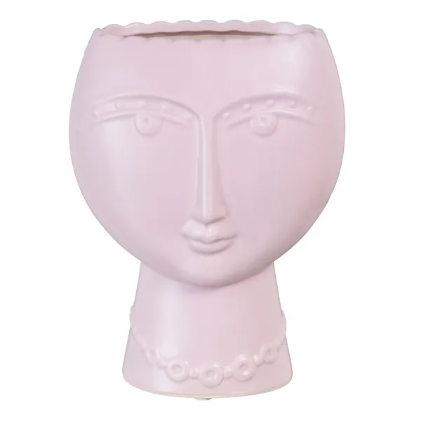 Planter 15 x 8,5 x 19 cm Face Ceramic Light mauve