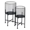 Set of Planters 28 x 28 x 51 cm Black Metal (2 Units)