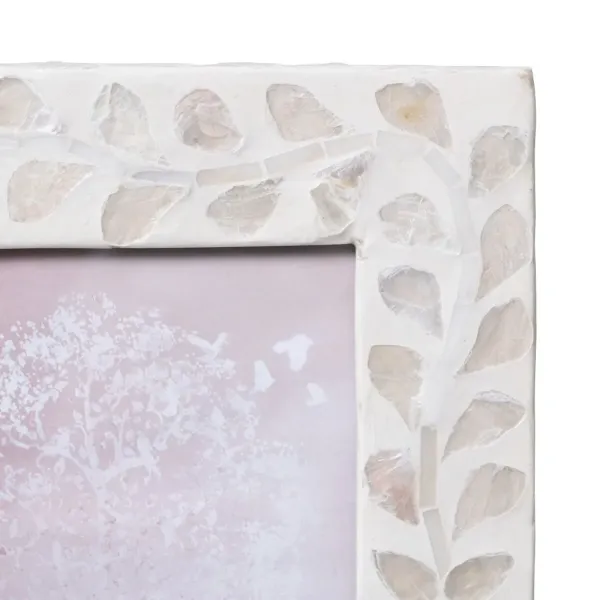 Photo frame Beige Mother of pearl 17 x 22 cm MDF Wood