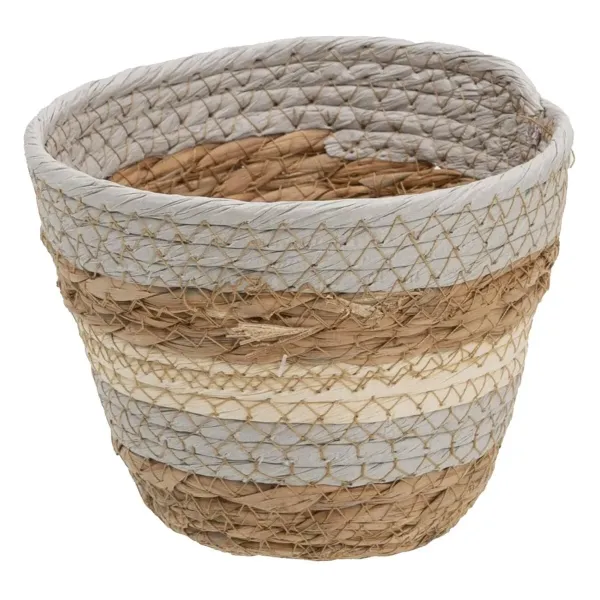 Set of Baskets Natural Grey 17 x 17 x 20 cm Natural Fibre (3 Pieces)