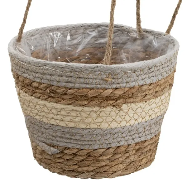 Set of Baskets Natural Grey Natural Fibre 20 x 20 x 27 cm (3 Pieces)