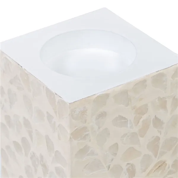 Candleholder Beige Mother of pearl MDF Wood 10,5 x 10,5 x 21 cm