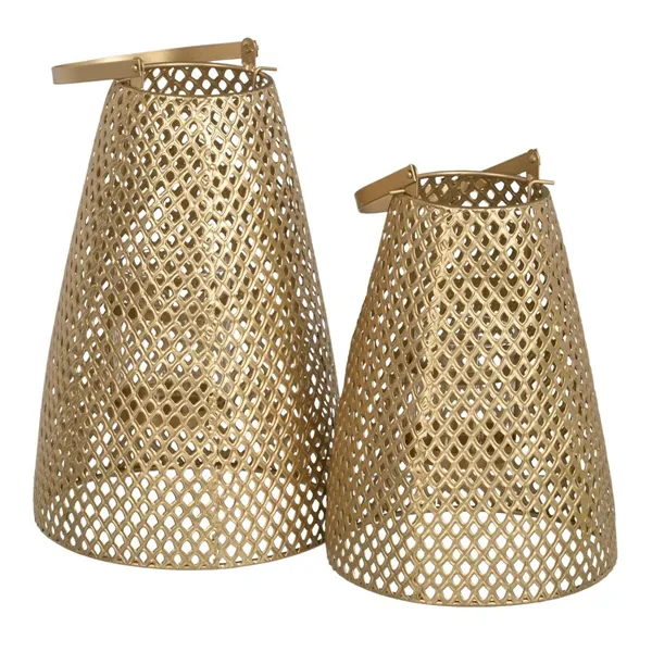 Lantern Candleholder Golden Metal 20 x 20 x 31 cm (2 Units)