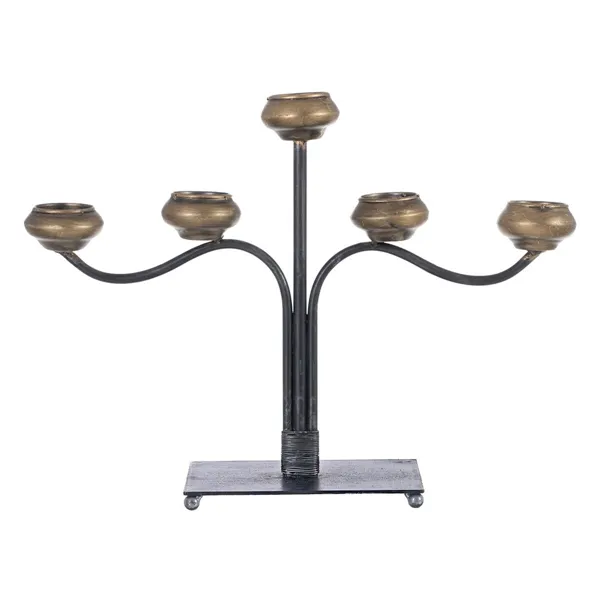 Candle Holder 41 x 12 x 30,5 cm Black Golden Metal