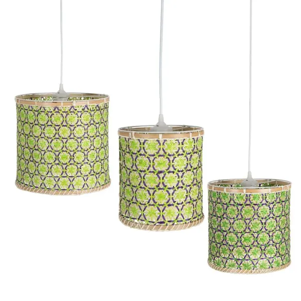 Ceiling Light 32 x 32 x 29 cm Natural Green Bamboo 220 V 40 W (3 Units)