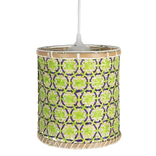 Ceiling Light 32 x 32 x 29 cm Natural Green Bamboo 220 V 40 W (3 Units)