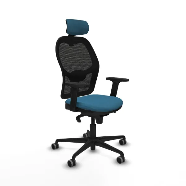Office Chair with Headrest Jorquera Piqueras y Crespo 2D036G2 Black Petroleum green