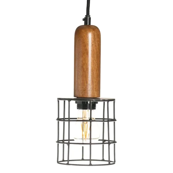 Ceiling Light 12 x 12 x 27 cm Natural Golden Wood Iron