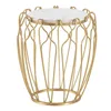 Side table 43 x 43 x 50 cm Golden Metal White Marble