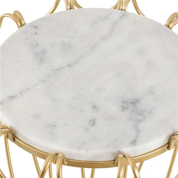 Side table 43 x 43 x 50 cm Golden Metal White Marble