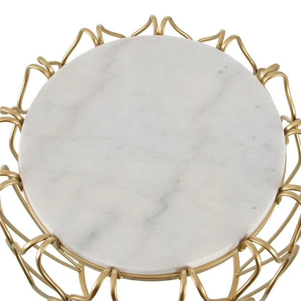 Side table 50 x 50 x 54,6 cm Golden Metal White Marble