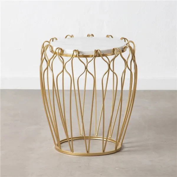 Side table 50 x 50 x 54,6 cm Golden Metal White Marble