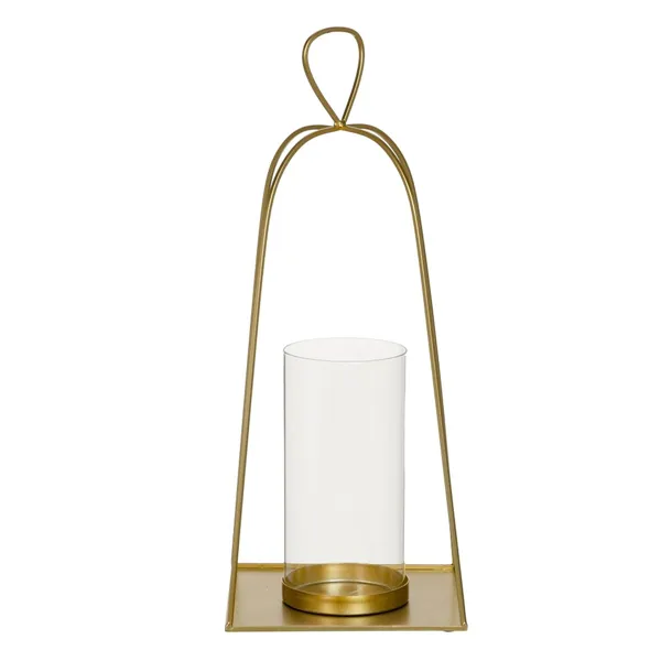 Candleholder Crystal Golden Metal 23 x 23 x 56 cm