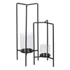 Candleholder 18,5 x 16,5 x 50 cm Crystal Black Metal (2 Units)