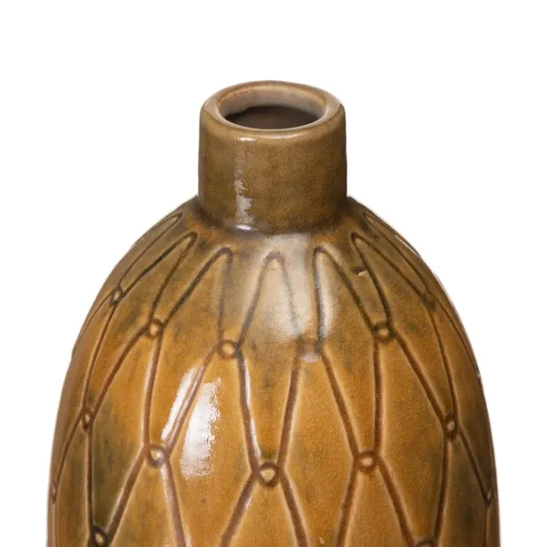 Vase Ceramic 17 x 17 x 30 cm Mustard