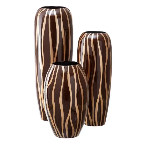 Vase 21,5 x 21,5 x 36 cm Zebra Ceramic Golden Brown