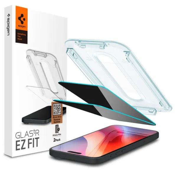 SZK£O PRYWATYZUJ¥CE SPIGEN GLAS.TR ”EZ FIT” 2-PACK IPHONE 16 Pro / 17 / 17 Pro PRIVACY